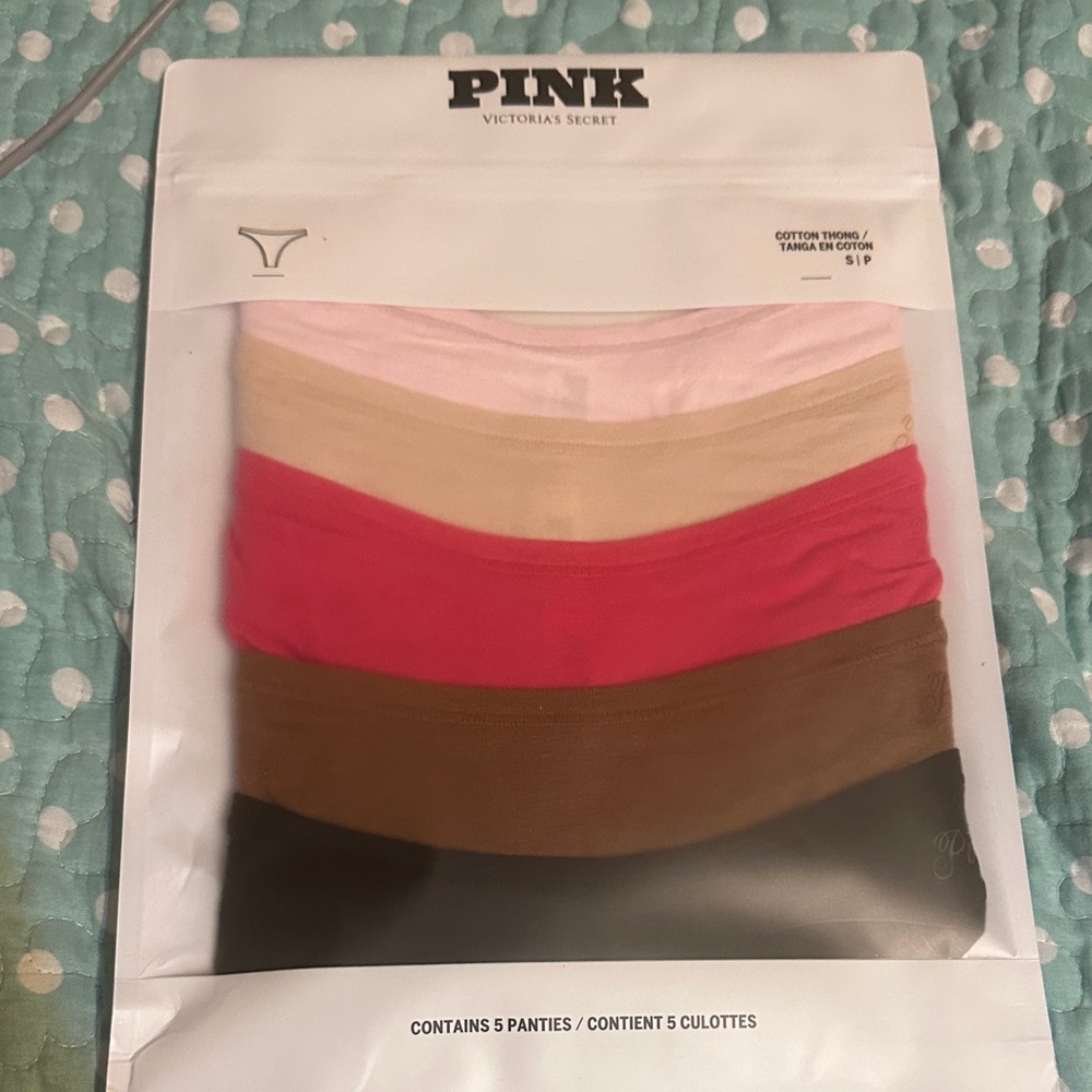 Victoria's Secret PINK 5 pack cotton thongs -  new in packaging